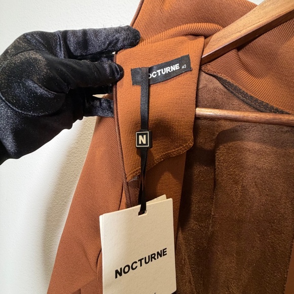 Nocturne Ruched Dress Light Brown Sz 42 US Sz 10 - Picture 9 of 9